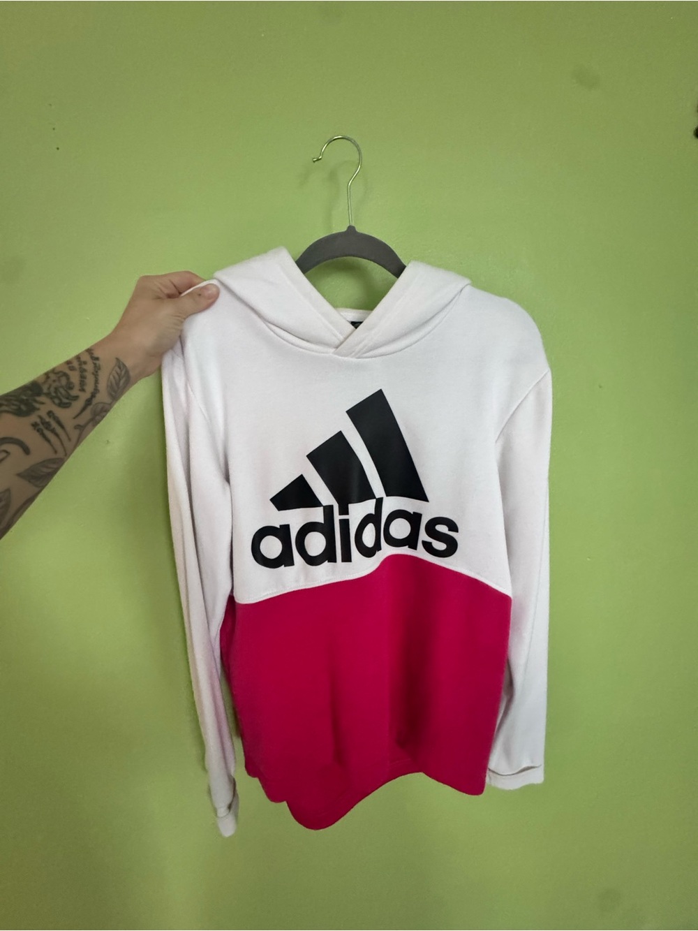 Custom adidas Women’s White and Pink Hoodie